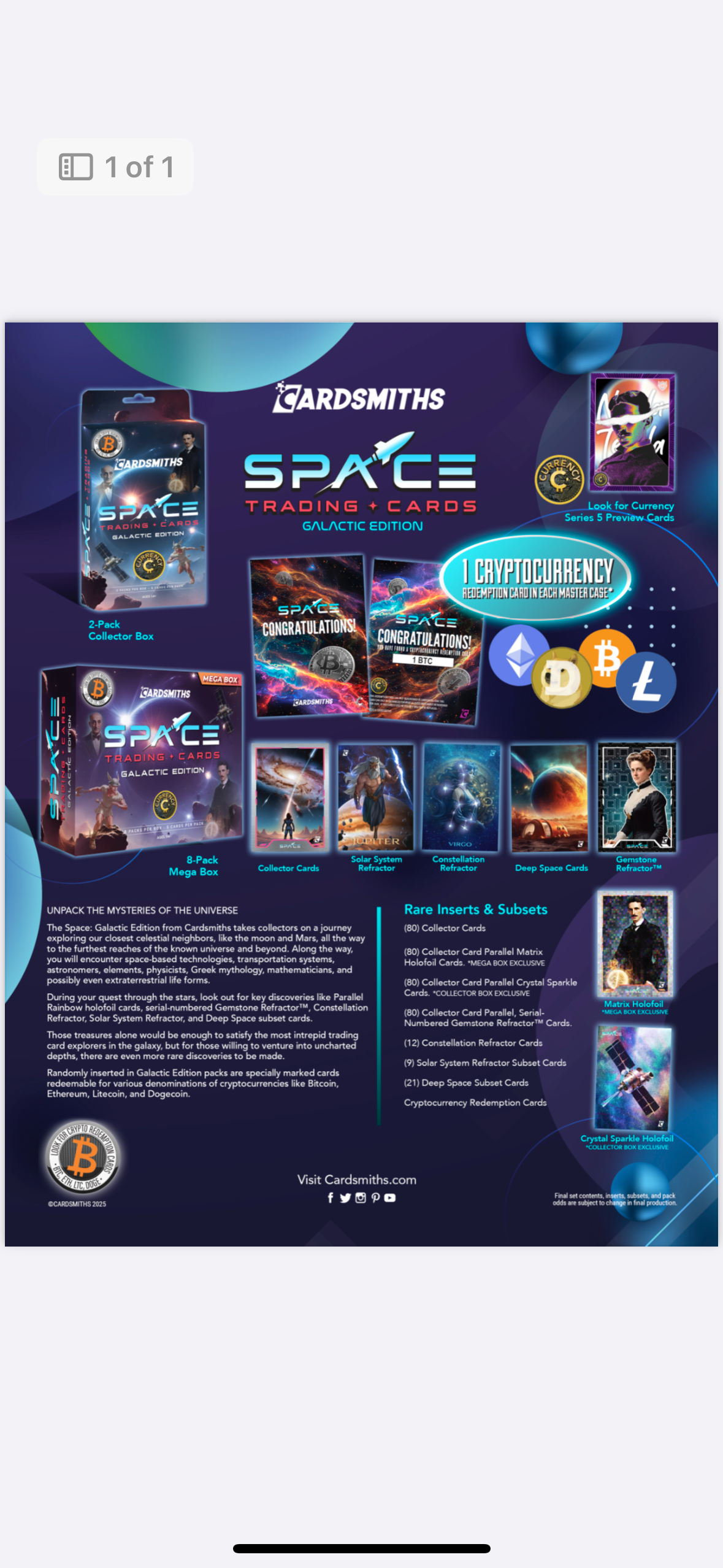 Cardsmiths Space Trading Cards Galactic Edition. collector box’s