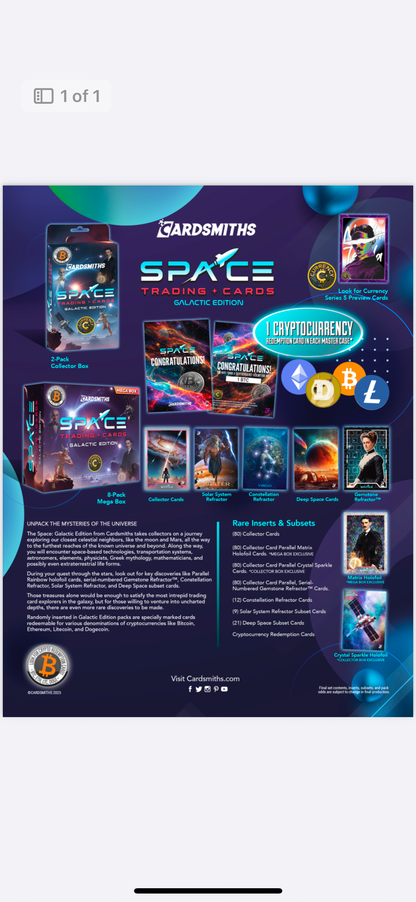 Cardsmiths Space Trading Cards Galactic Edition. collector box’s
